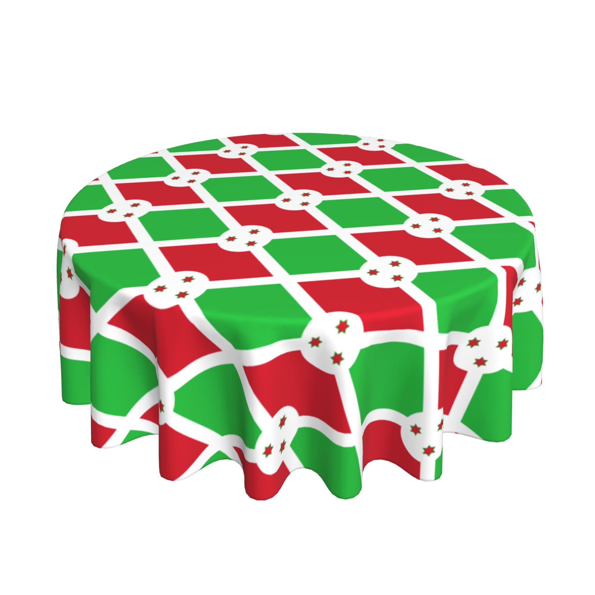HLBSDM Burundi Flag 60" Restaurant Circle Decor Tablecloth Festive Table Cover Round Art Desk Cloth