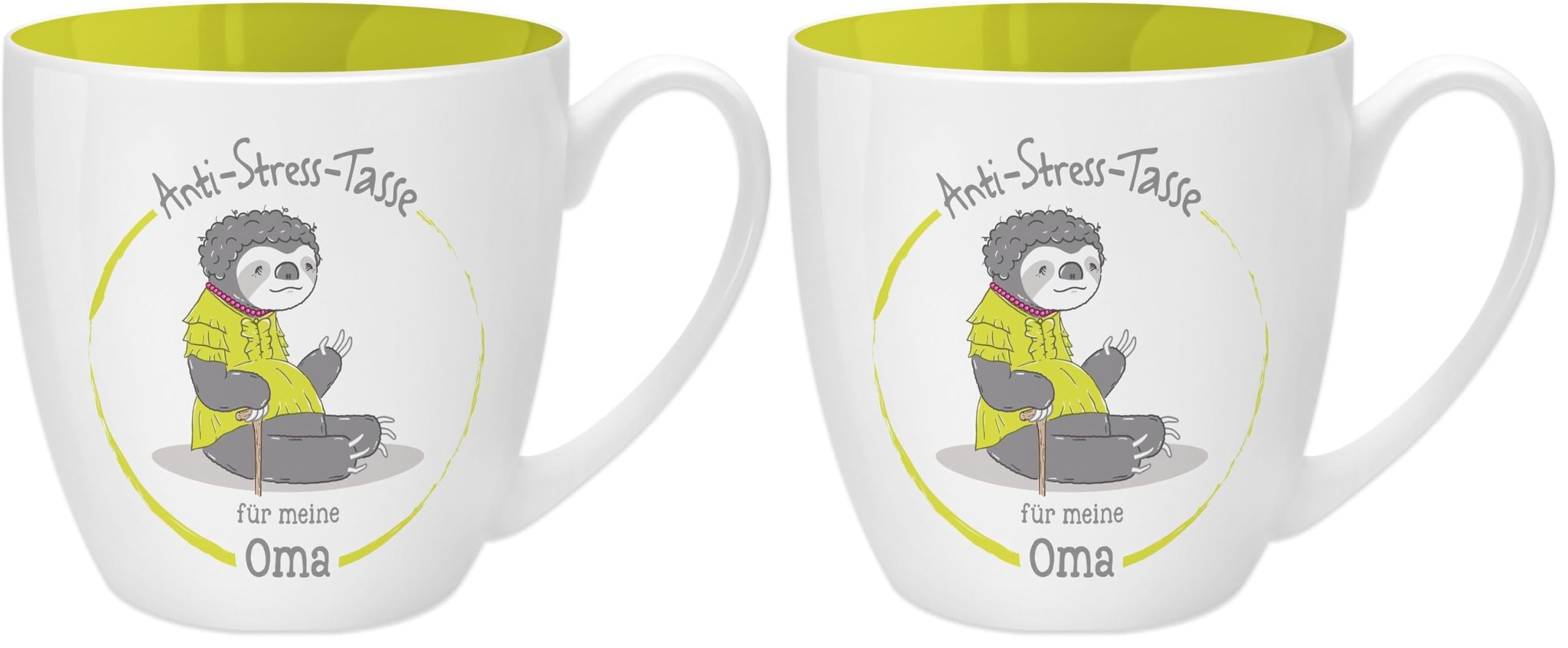 GRUSS & CO Anti-Stress-Tasse Motiv Oma | Tasse mit Spruch, 45 cl, New Bone China | Geschenktasse | 45505 (Packung mit 2)