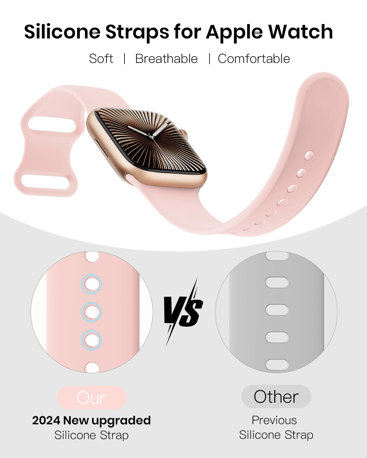 Patented Cinturino Sportivi Compatibile per Cinturino Apple Watch 44mm 45mm 46mm 49mm 42mm(serie 10) da Donna Uomo, Cinturino in Silicone per Apple Watch Serie 10 9 8 7 6 5 4 3 2 1 SE
