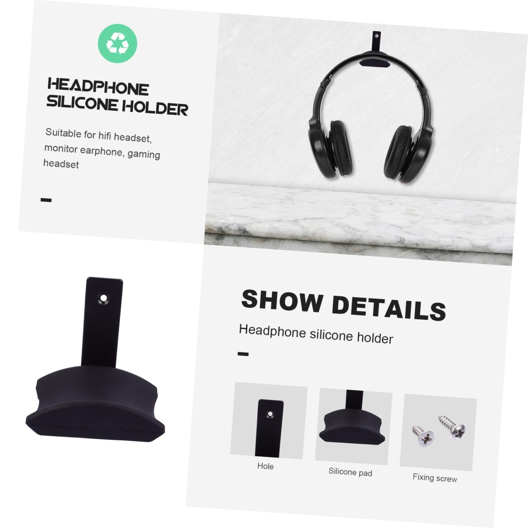 Ciieeo 3piezas Soporte Para Auriculares De Aleación De Colgador Bajo Escritorio Diseño y Instalación Para Gaming y
