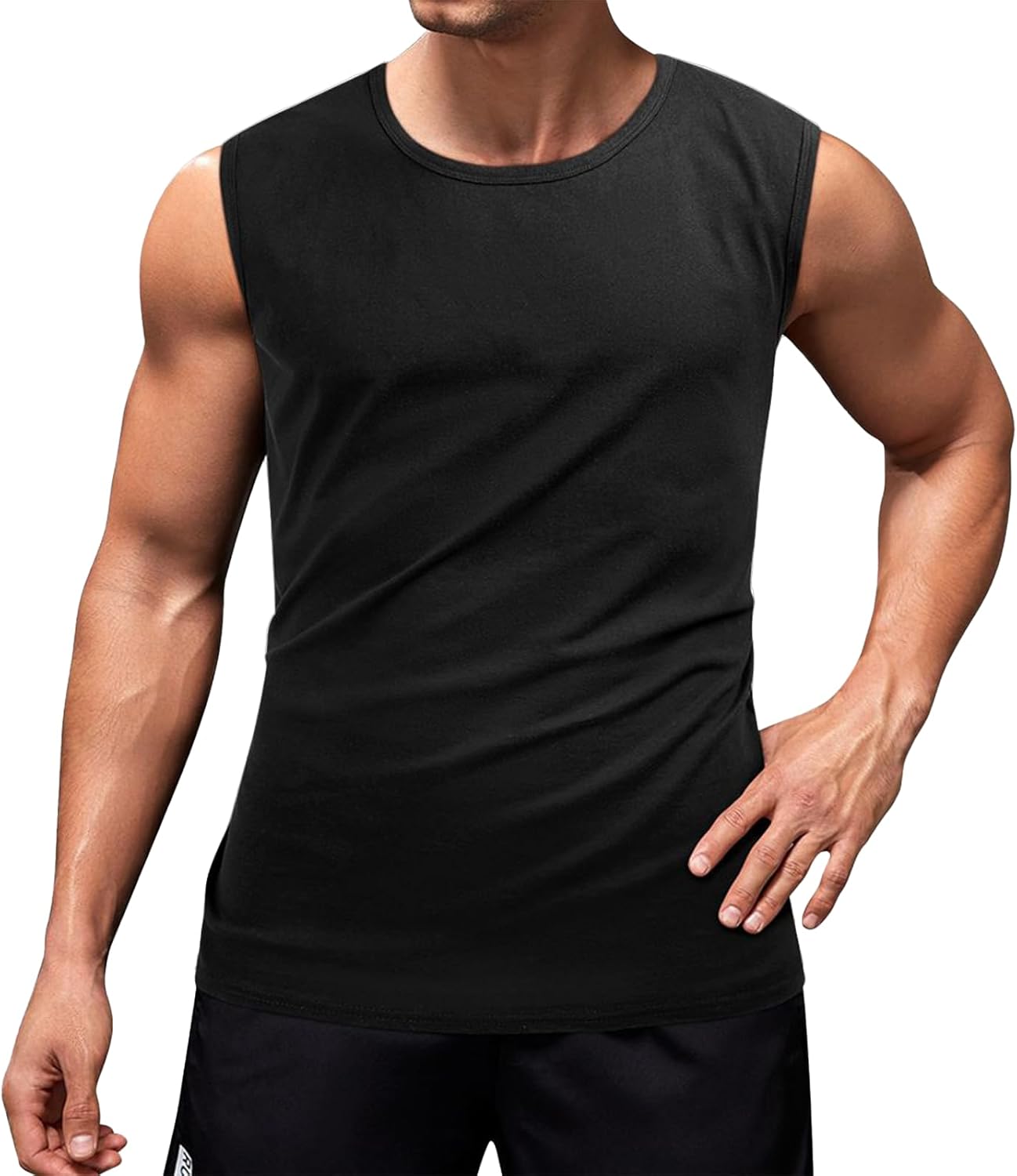 Tank Tops Men Casual Trendy Sleeveless Crewneck Soild Color Basic Shirts Summer Lightweight Workout Muscle Tees
