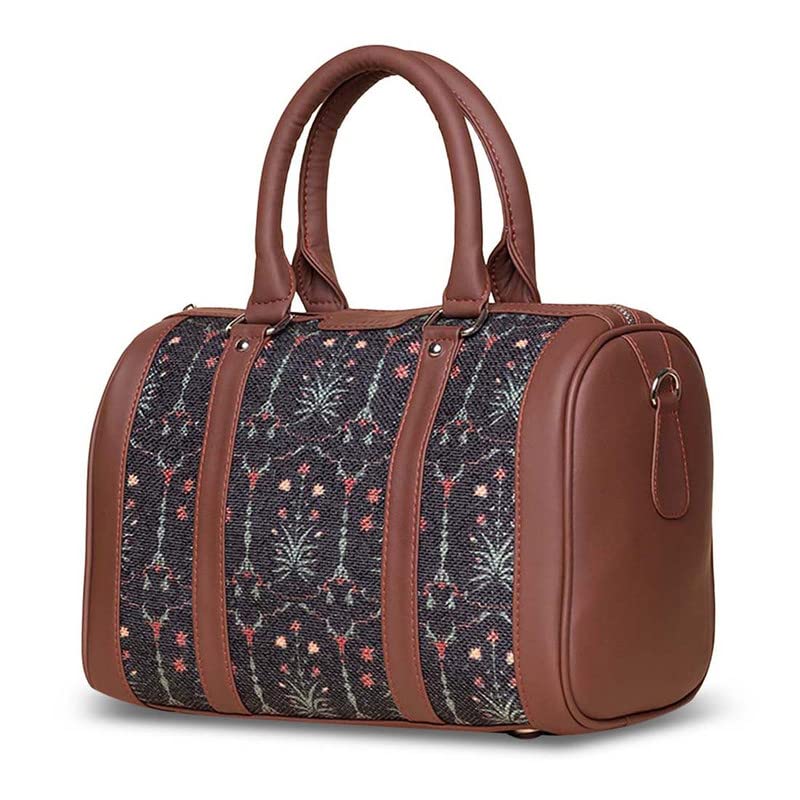 Image of ZOUK Printed Vegan Leather Handmade Women's Handbags with double handles and detachable Sling Strap