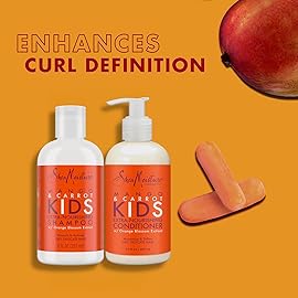 Shea Moisture Mango & Carrot Kids, Extra-Nourishing, Shampoo (8 Oz) and Conditioner (7.7 Oz), Orange Blossom Extract, Dry, Delicate Hair, Vitamin B-5 & Vitamin E, 2 Piece Set