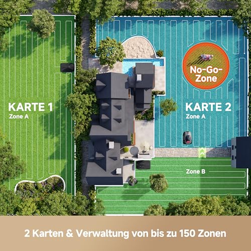 MOVA LiDAX Ultra 1200 Mähroboter ohne Begrenzungskabel, Empf. 1200 m², ohne RTK & automatische Kartenerstellung per 3D-LiDAR mit 360° & AI Vision, 5 cm Kantenschnitt, effiziente Wegeplanung in U-Form