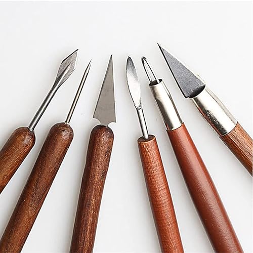 Miniatura 3 de YIUIRUOI 6 herramientas de arcilla roja para esculpir, herramientas de arte de cerámica adecuadas para escultura de arcilla profesional hecha a mano.