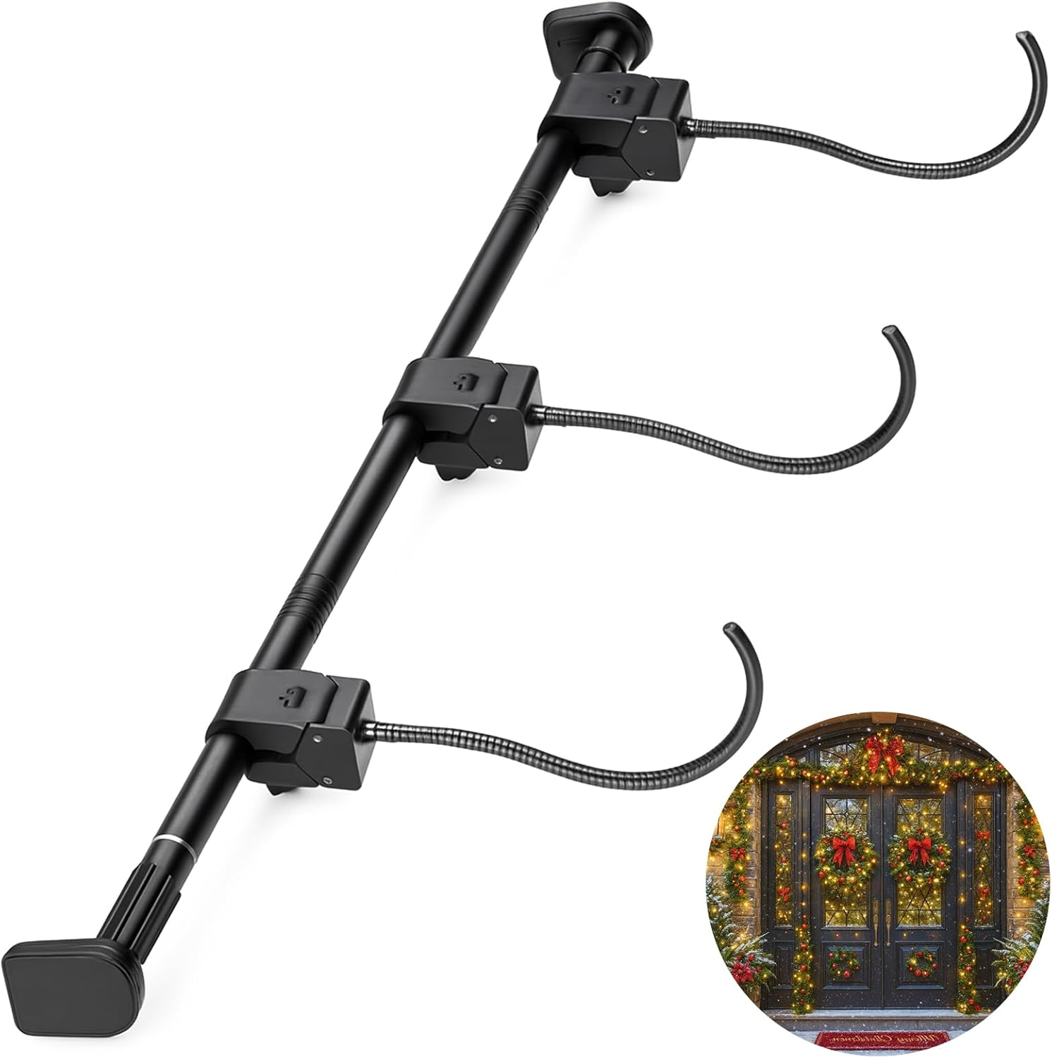 Garland Hanger for Door Frame, Garland Hanger Adjustable for 72.8"-80.7" Doors, Heavy-Duty Christmas Halloween Decoration Holder for Wreaths, Lights, Easy Installation & No Drilling Required