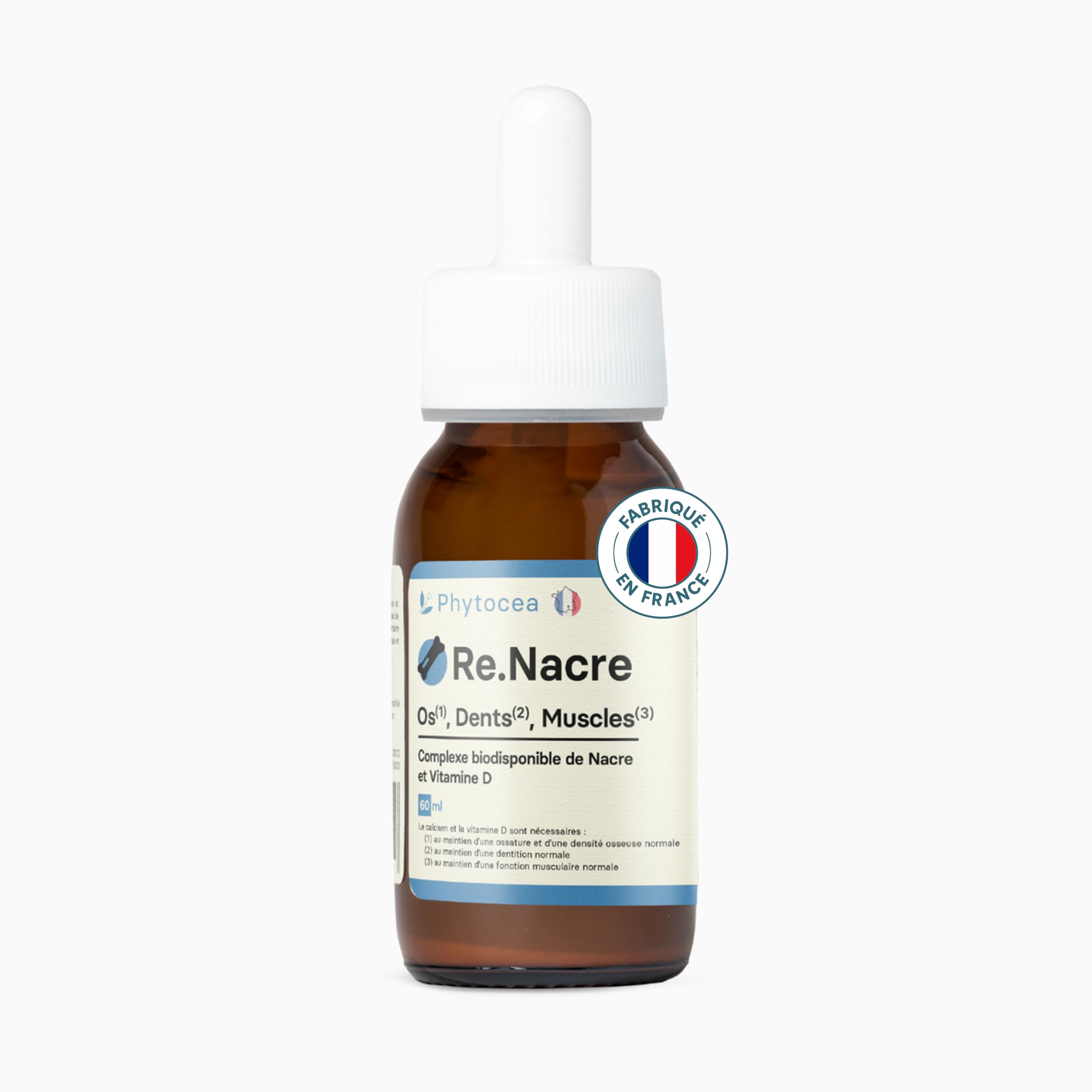 Complément Alimentaire Articulations, Os, Dents, Muscles, Ostéoporose | Poudre de Nacre, Calcium, Cure de Vitamine D3 | Multivitamines Naturelles |Complement Végétal | Fabriqué en France
