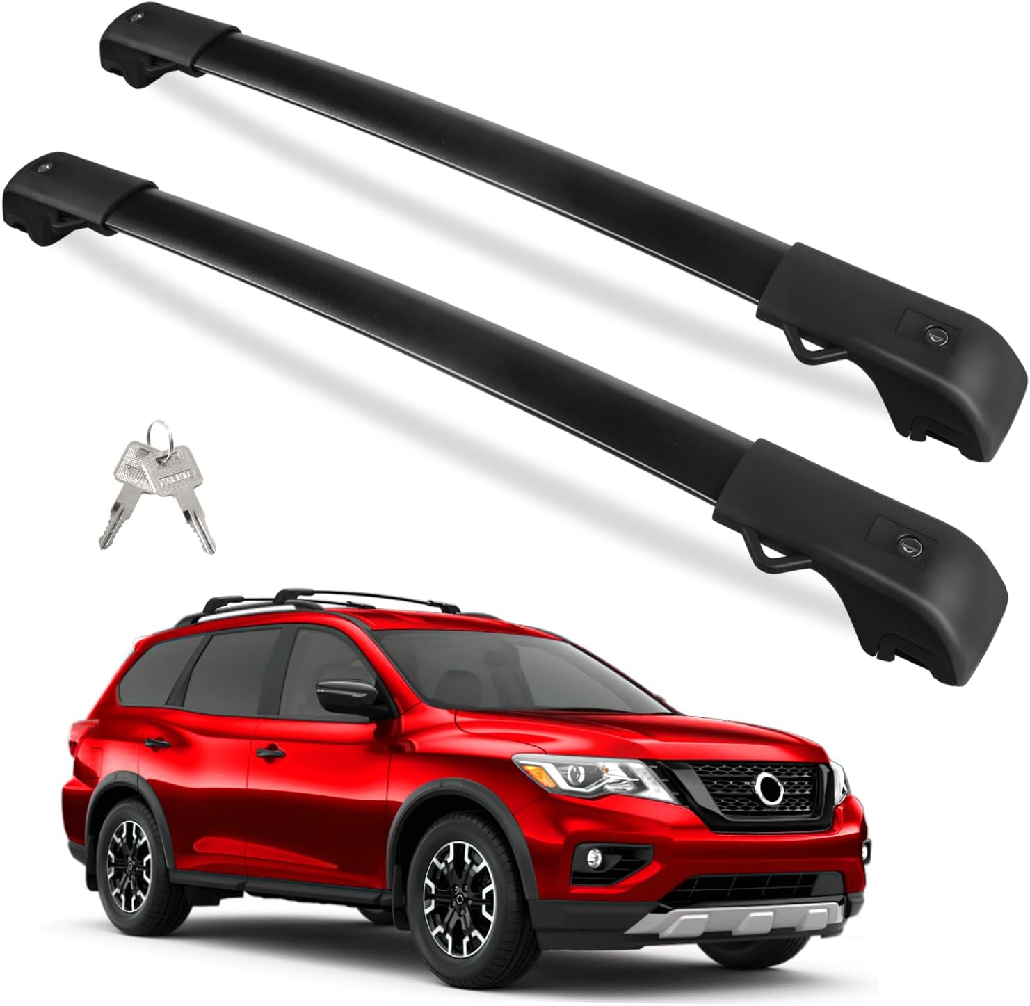 220lbs Roof Rack Cross Bars Compatible with Pathfinder 2013-2021 with Side ROOF Rails, Heavy Duty Aluminum Lockable Roof Crossbars Rooftop Luggage Racks Carrier Black, TY4-88100