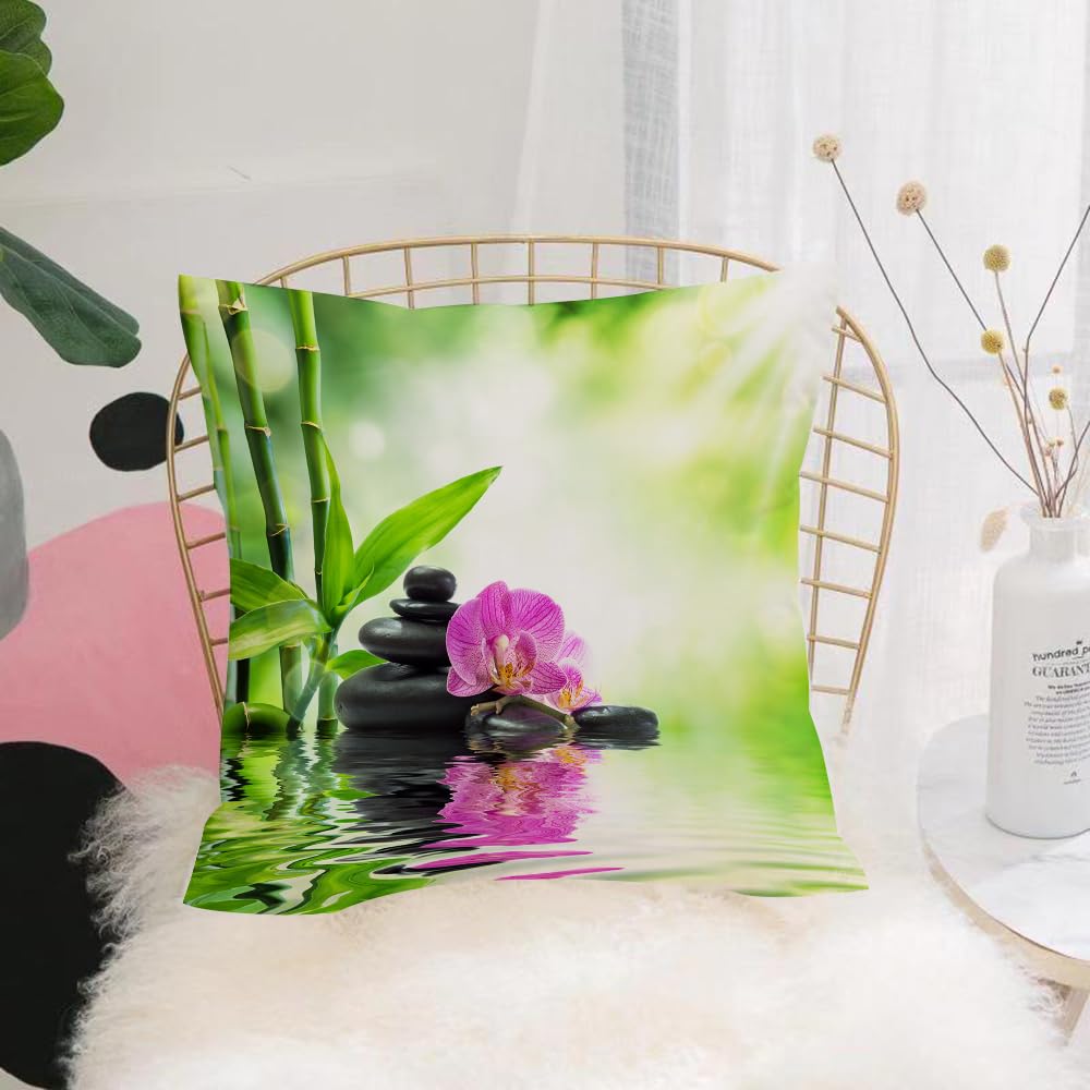 HYOSXW Cushion Cover,Throw Pillow Case Home Decorative for Living Room Bedroom Sofa Chair 16X16 Inch,Art Spa, orchids and rocks in mineral-rich spring water. Spiritual Tiefenbach,Pillowcase 40X40cm