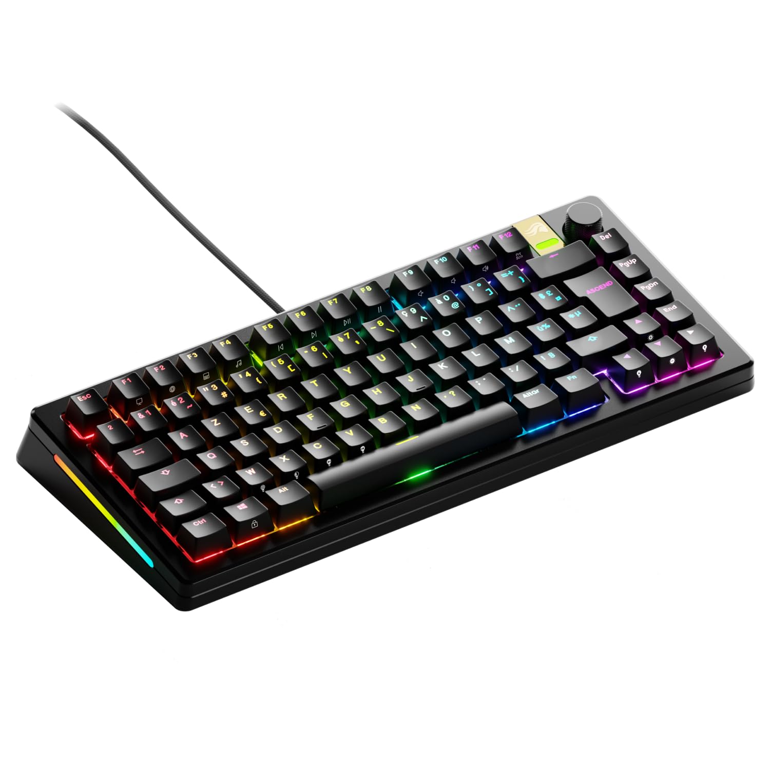 GLORIOUS Gaming GMMK 3 PRO HE: Rapid Trigger Keyboard, hall effect, aluminum housing, 8K polling, hotswap MX & magnetic switches, modular gasket system, TKL 75%, French AZERTY - Black