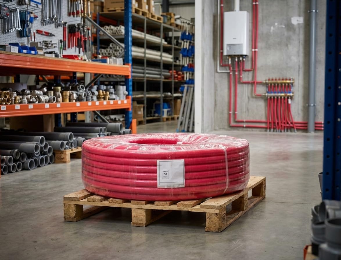 Suinga Tuberia Multicapa Rojo para Fontaneria 16 mm con Aislamiento | Bobina 50 Metros | Espesor 2 mm | Presion 10 Bar | Soporta hasta 95C | Alta Resistencia y Durabilidad en Instalaciones
