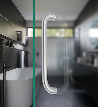 Blue Space 12 inch Stainless Steel Door Handle for Main Door/Glass Door Pull Push Handle/Main Door Handle for All Door (300MM, Round D - Type, MATT Satin)