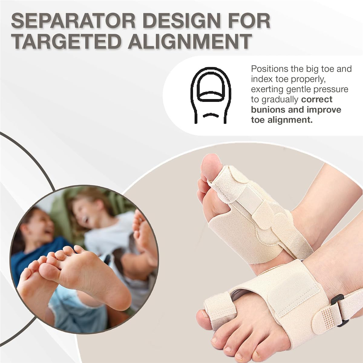 Bunion Corrector for Women & Men, Adjustable Orthopedic Bunion Splint Big Toe Straightener for Bunion Pain Relief, Day Night Support, Washable & Reusable, 1 Pcs (Left)