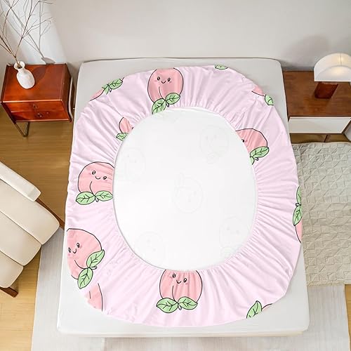 Miniatura 5 de Erosebridal Sábana bajera ajustable de dibujos animados tamaño individual rosa melocotón sábana infantil Kawaii juegos de ropa de cama niña