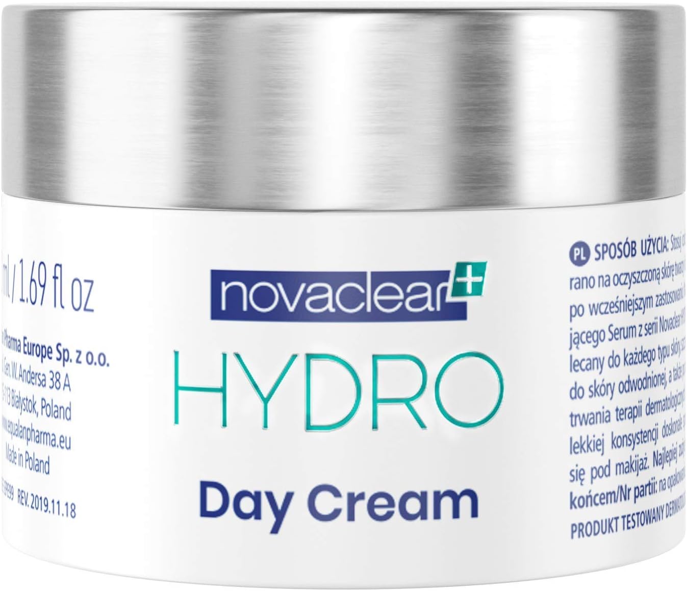 Hydro Day Cream Gel for Face with 10% Low and Medium Molecular Hyaluronic Acid, Vitamin E, Rose Hip and Green Tea Extract, 50 ml