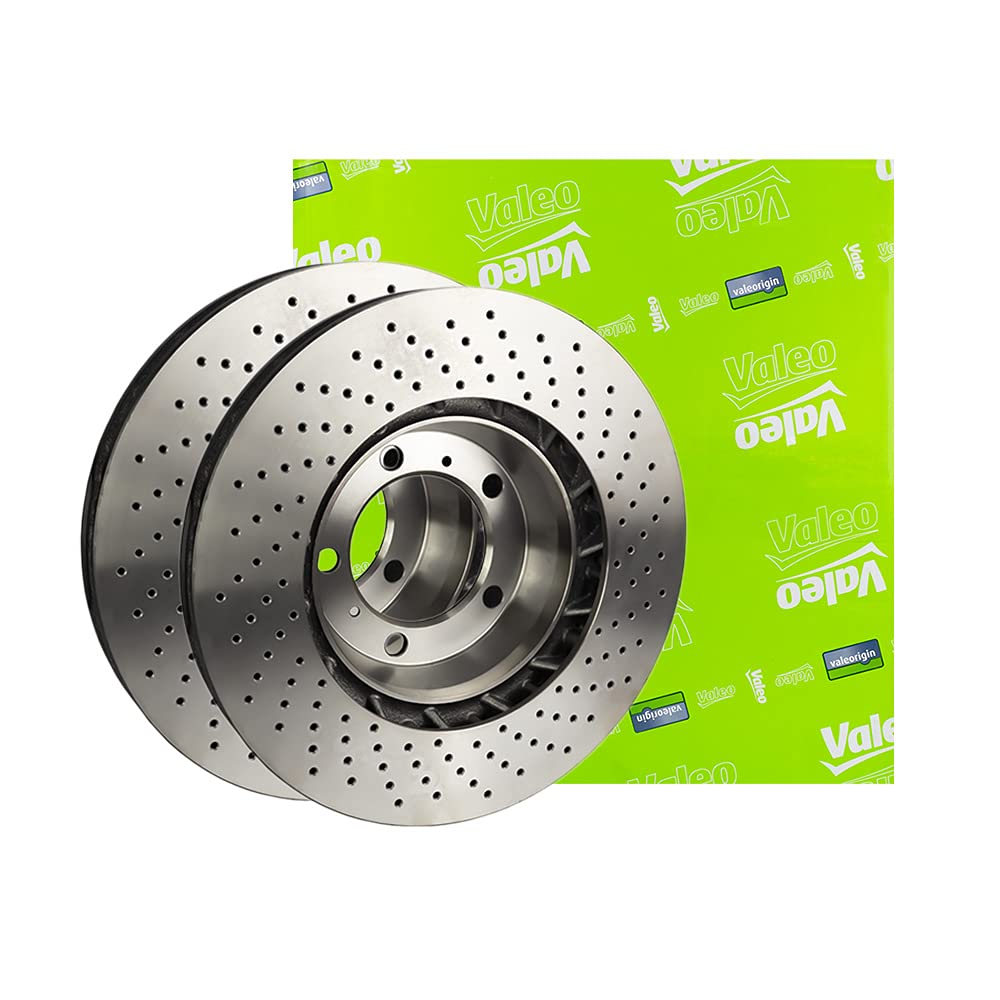 Valeo Discos de Freno Aceitados, Caja de 2 Discos Perforados/Ventilados - Eje Delantero - Similar a Diseño y Calidad OE - 886194