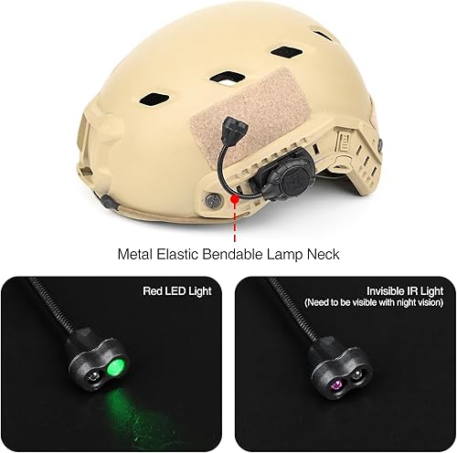 Miniatura 2 de Luz táctica militar para casco con lámpara LED IR + verde, luz de señal de supervivencia con 4 accesorios de montaje para casco Mich rápido, sistema