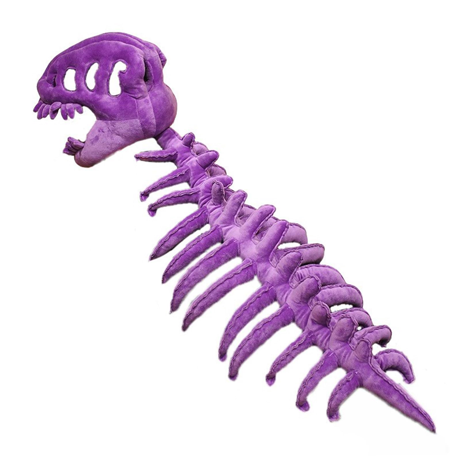 46 inch Adult Dinosaur Skeleton Fancy Dress Costume – Silly Dino Plush Halloween Outfit with Hood and Back Spikes Cosplay Wearable for Men Women