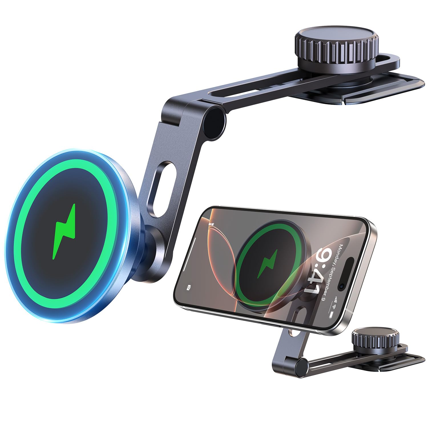 MINISO スマホホルダー 車 MagSafe 車載ホルダー ワイヤレス充電器 【N52強力磁石吸着】 iPhone 16対応 マグセーフ 車 スマホスタンド 360度回転 折りたたみ式 車載スマホホルダー スマート設計 高耐熱 取り外し簡単 スマホスタンド 車 マグセーフ対応