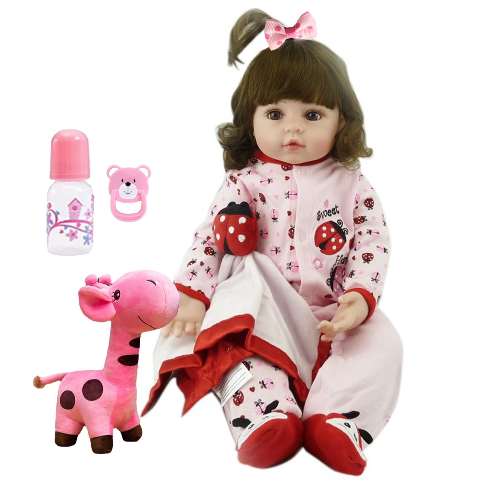 Beauenty Reborn Baby Doll 22 inch Realistic Newborn Baby Dolls - Lifelike Weighted with Soft Silicone Doll Girls with Plush Toy & Doll Clothes & Accessories for Age 3+ (Pink-3)