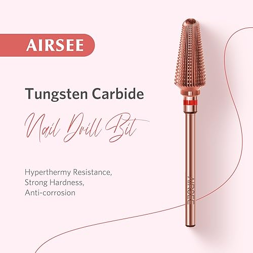 Miniatura 10 de AIRSEE Broca de carburo de tungsteno para uñas acrílicas, lima eléctrica Efile, puntas de cabeza para manicura, pulido rápido, quitar gel, vástago