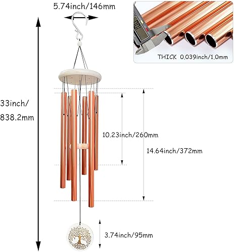 Miniatura 5 de Campanillas de viento para exteriores, árbol de la vida, campanillas de viento para la pérdida de un ser querido, regalos conmemorativos de 33