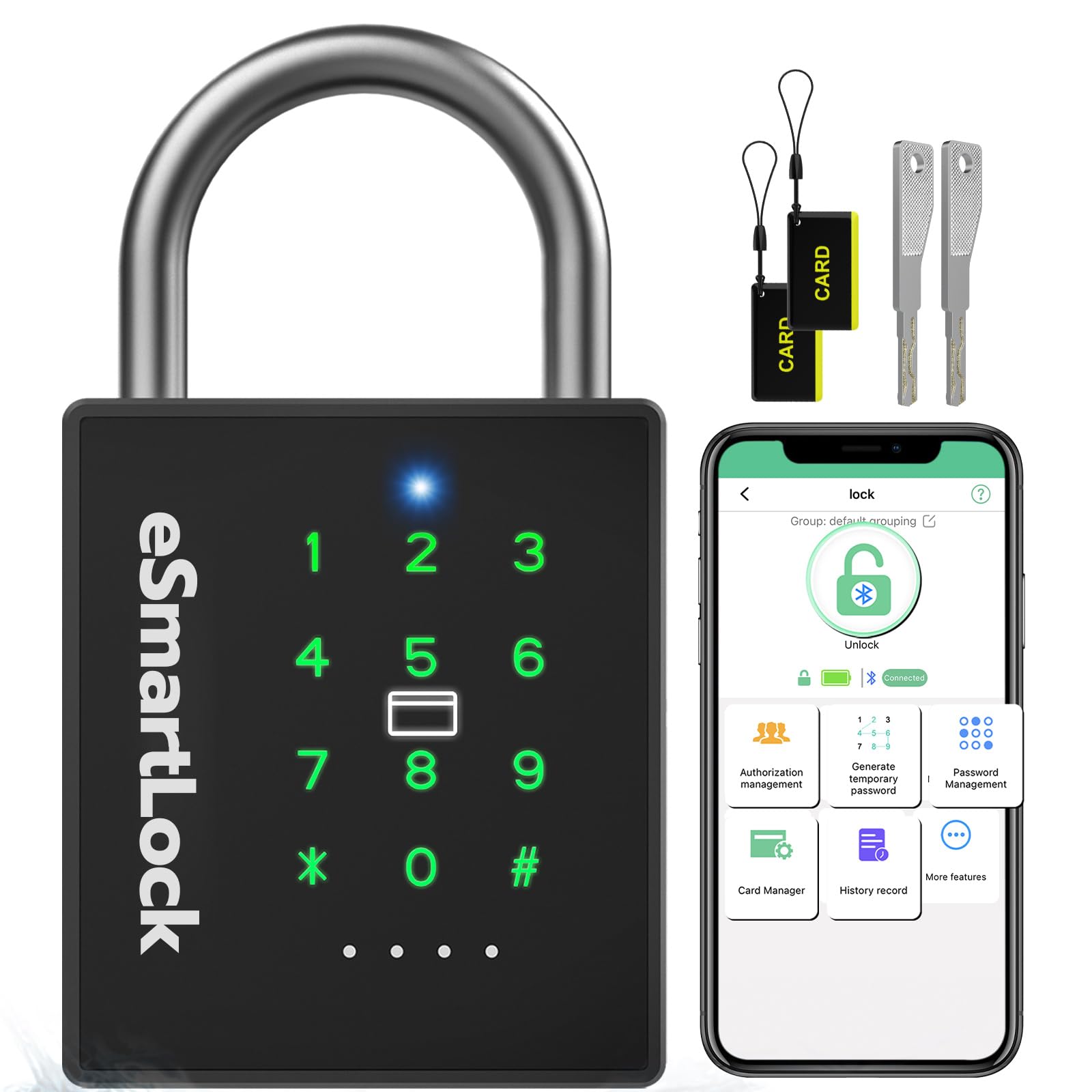 Anweller Heavy Duty Smart Padlock, Bluetooth Combination Padlock with Code and RFID
