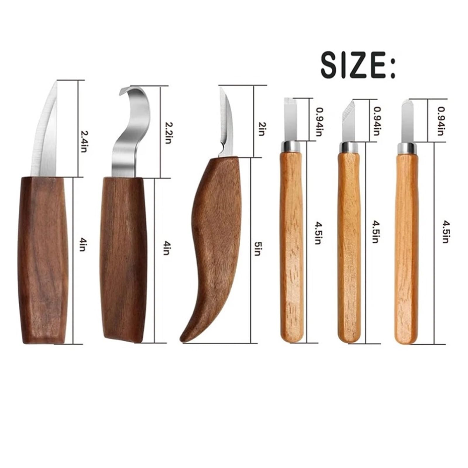 3/6 szt. Zestaw do rzeźbienia w drewnie zestaw dla początkujących obróbki drewna dzieci DIY(6PCS)