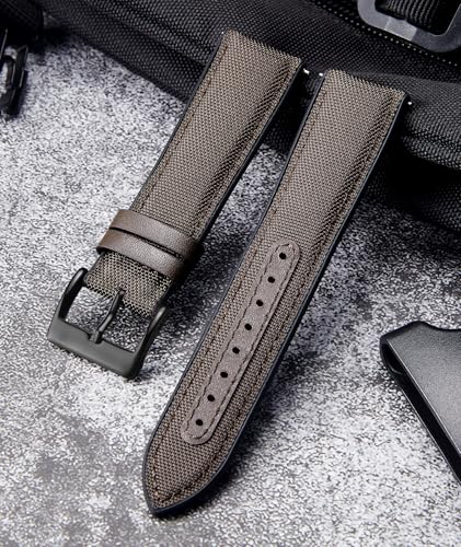 Image of BINLUN Nylon Silicone Watch Bands 18mm 19mm 20mm 21mm 22mm Quick Release Canvas Rubber Hybrid Watch Strap Replacement Watchband for Men Women 9 Colors Silver /Black Buckle