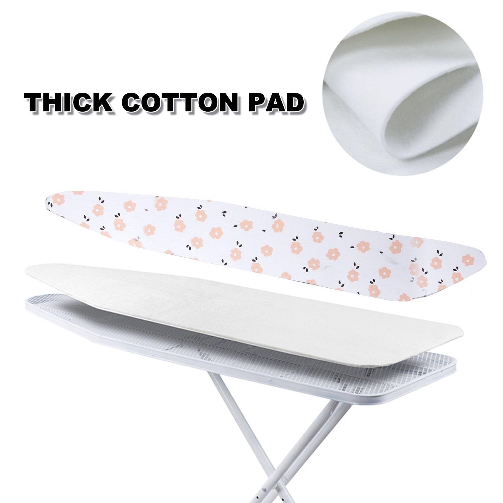 Copriasse da Stiro e Imbottitura, Parte Superiore a Strati Spessi in Cotone 100% Resistente alle Bruciature, con Bordi Elastici, Decorazione for la Casa(Small)