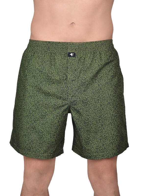 Men's Relaxed Fit Printed Cotton Boxer Shorts with Side Pockets-image-32