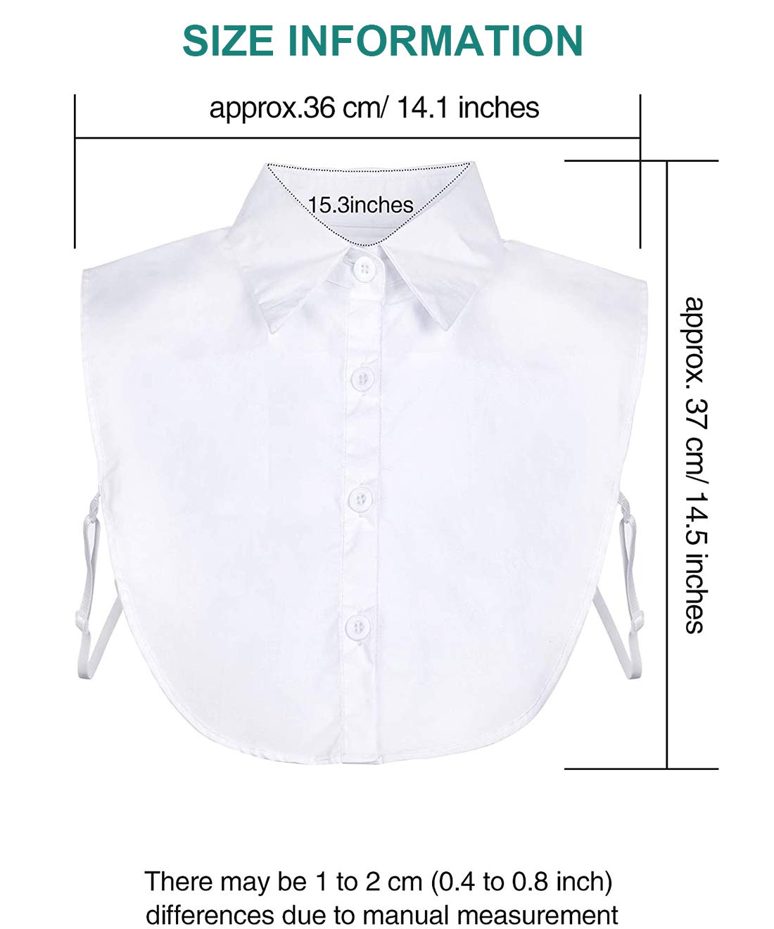 JFAN Falso Mezzo Camicia Camicetta 2 Pezzi 3 Pezzi Peterpan Collare Collare Staccabile Cravatta Unisex Donna Umono