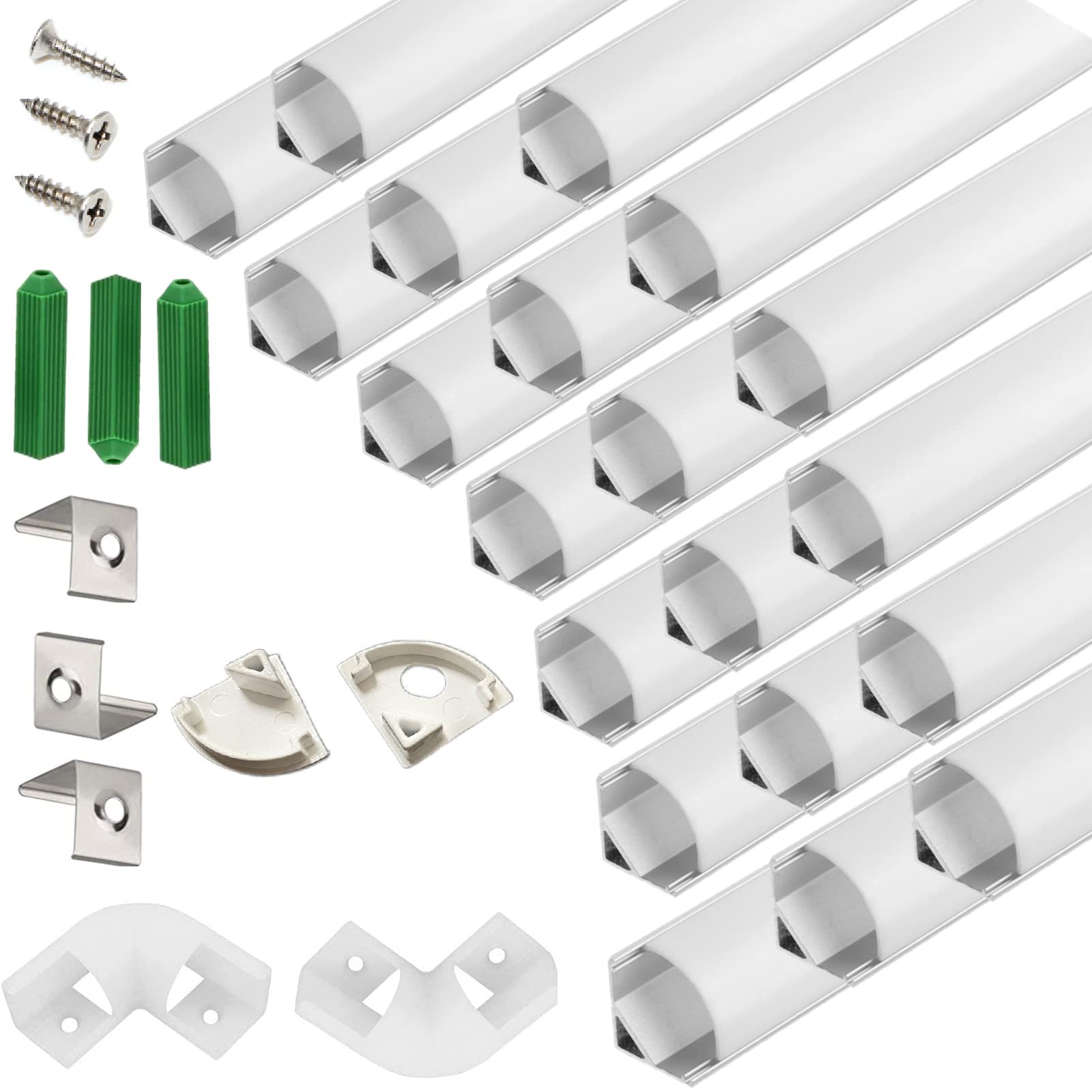 Photo 1 of THMOOTHER UV Resistance 3.28FT V Shape LED Strip Channel Diffuser,20-Pack Aluminum Profile with Frosted Cover and Corner Connector,Tape Mounting Track for Cabinet Stairs Wall Outdoor (3.28FT, 20) 3.28FT 20