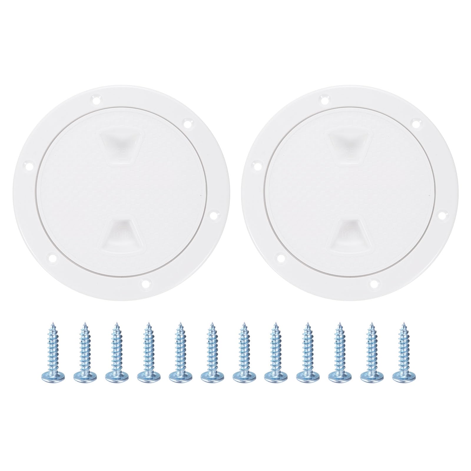 sourcing map 2Pcs Boat Hatch, 4" Round Non Slip Plate Inspection Deck Access Hatch & Lid, Detachable Cover with Screws for Marine Boat Yacht Ships, White โ image 1