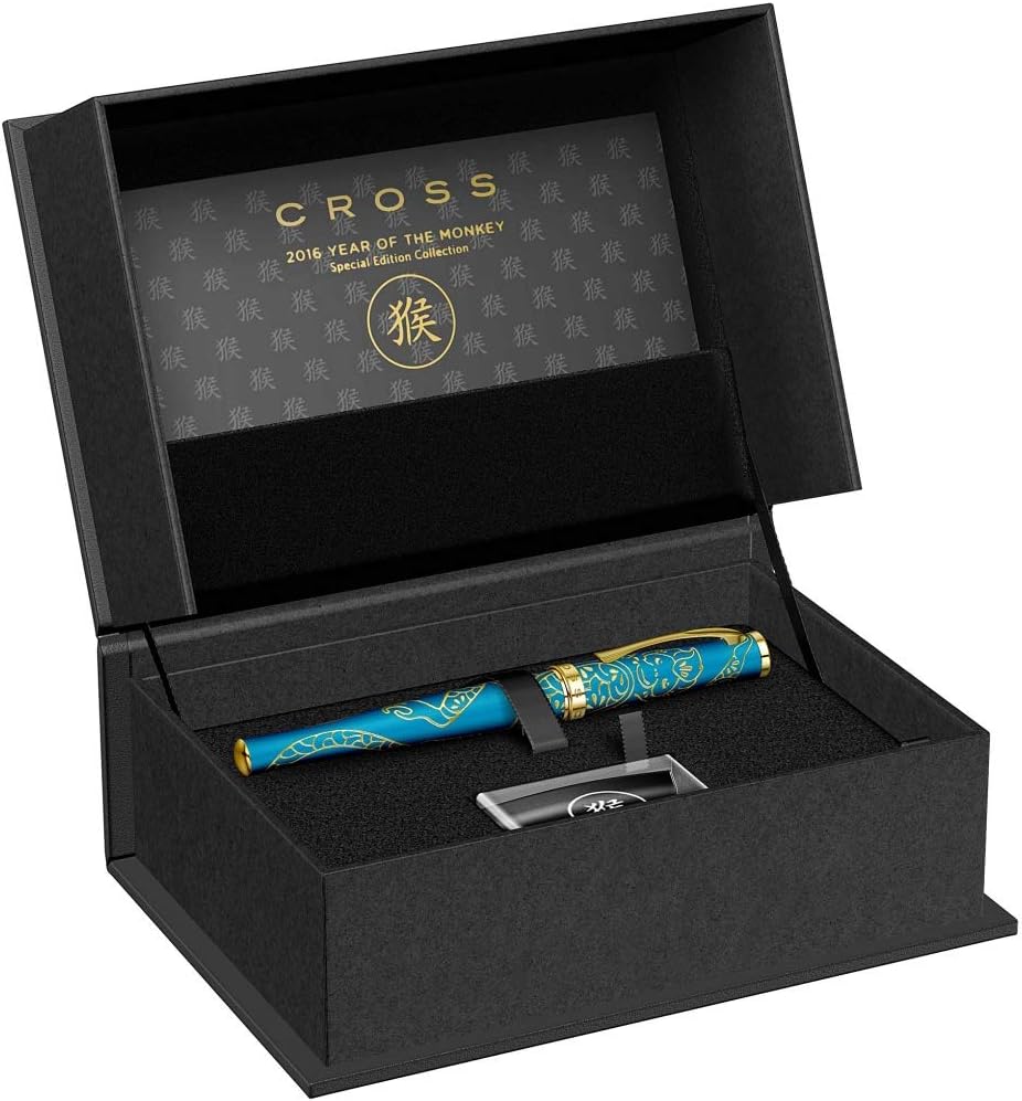 Cross 2016 Year of The Monkey, Tibetan Teal & 23KT Gold, Fountain Pen, Fine Solid 18Kt Gold Nib (AT031622FD)