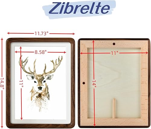 Miniatura 2 de Marco de fotos de madera maciza natural de 11 x 14 pulgadas con paspartú de 8.5 x 11 pulgadas, marcos de fotos de madera de nogal real de 11 x 14