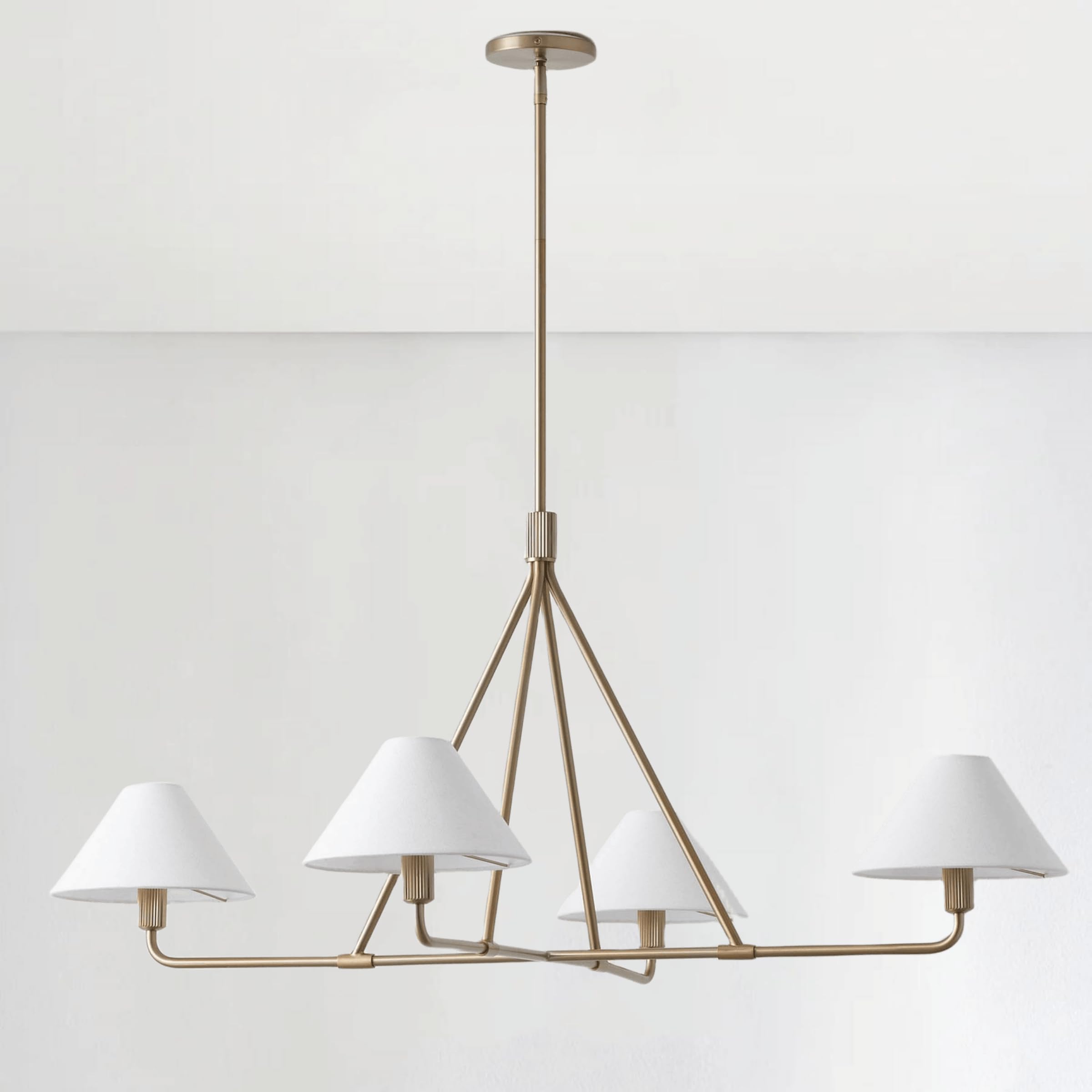 Photo 1 of Linen Shades Chandelier, Beatrix Chandelier - Linen Shades, 46.25 Dia. x 30 h (Brass)