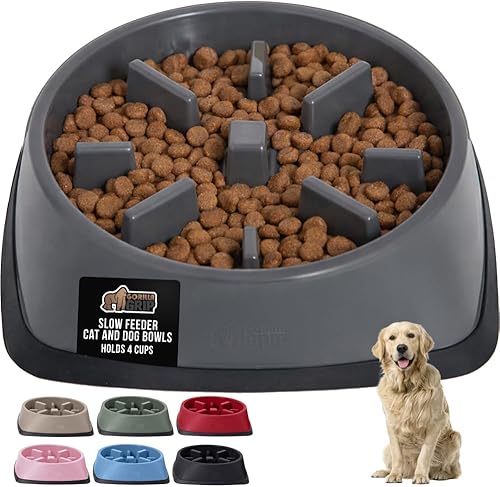 Miniatura 15 de GORILLA GRIP Tazones patentados de alimentación lenta sin BPA, juguete interactivo para perros y gatos, enriquecimiento de entrenamiento Turquesa