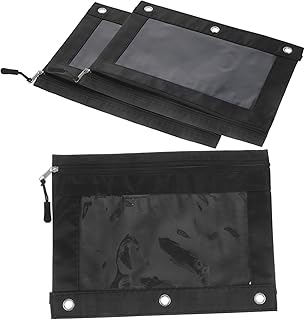 NAMOARLY 3 Pçs Porta-Lápis Saco De Lápis Máscara De Olho Saco De Armazenamento De Arquivo Bolsa De Lápis Para 3 Anéis Fichário 3 Anéis Bolsos Cegos Porta-Caneta Venda Lápis Caso Pasta