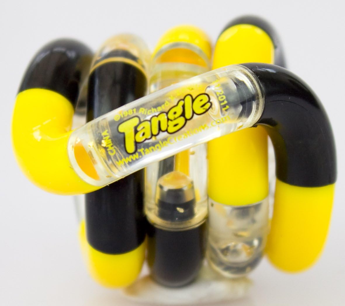 TANGLE Jr Classic - Genuine Fidget Toys Sensory Toy - Twisty Fidget Toy Tangle Fidgets for Kids and Adults - Fidget Toy for School - Gift for Teens and Adults (Black and Yellow)