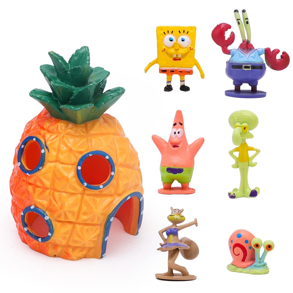 EUBSWA Aquarium Ananas-Haus Dekoration Set, 7 Stück Aquarium Ananas Haus Harz Ananas Schloss Turm
