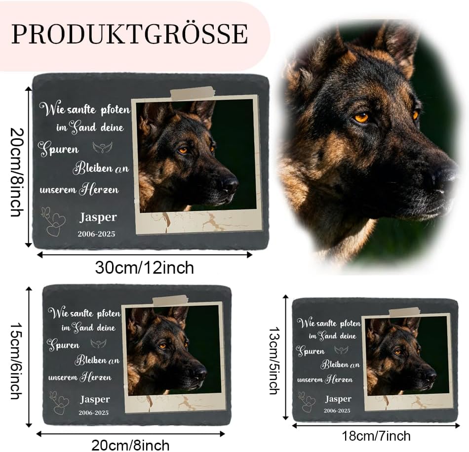 Individual Gravestone for Pets - Personalised Memorial Plaque with Photo & Name - Dog Grave, Animal Cemetery Decoration - Memory Gift for Deceased Animals (Style M)