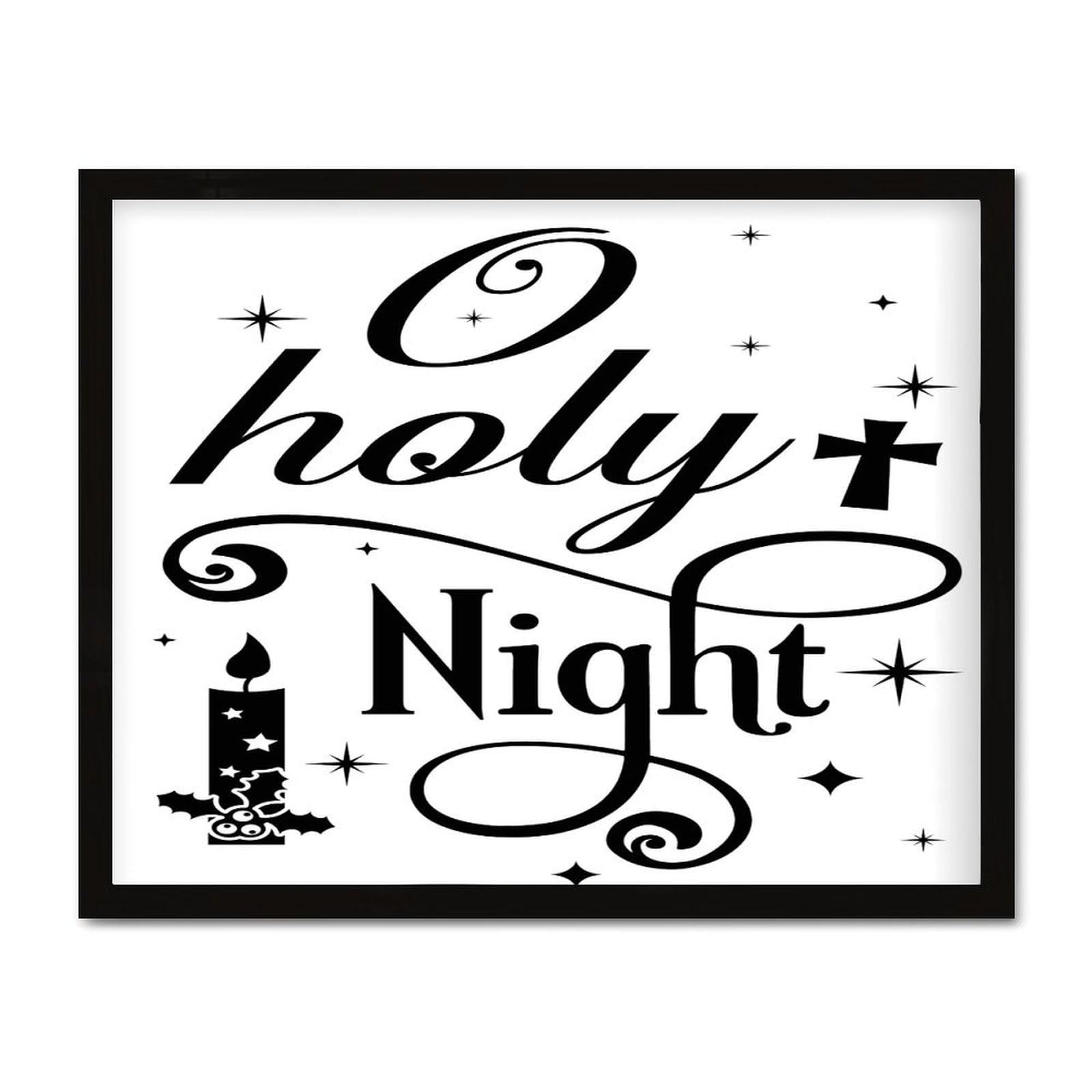 Panneau bois rustique O Holy Night, décoration murale crèche de chalet