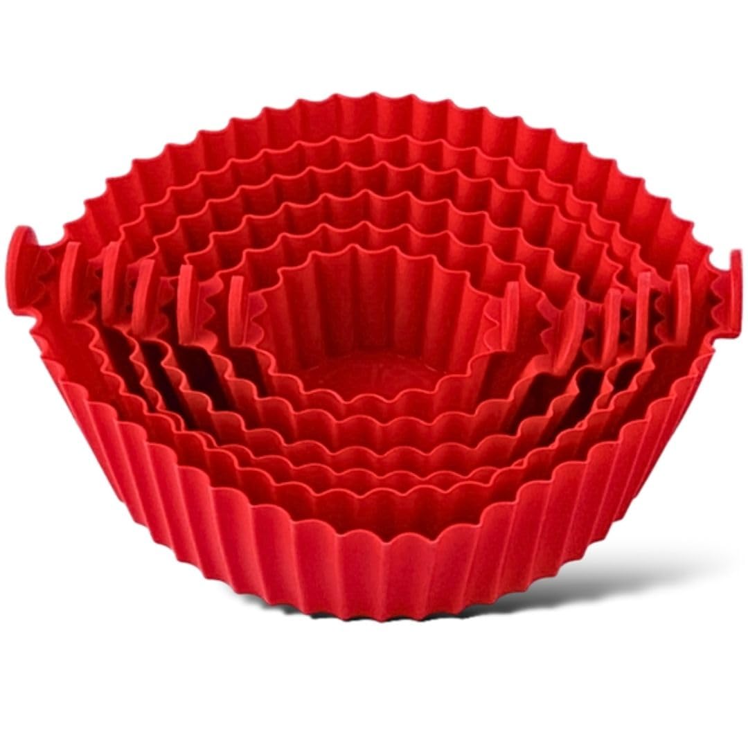 Cecotec Air Fryer Accessories, Silicone Mould Oil Free Air Fryer Pack 6, Princess, Ninja, Reusable, Flexible and Non-Stick, Airfyer Accessories Red