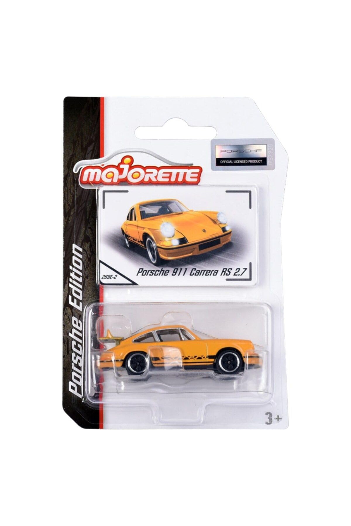 Majorette Porsche 911 Carrera RS 2.7, Die-Cast Model Car, Yellow