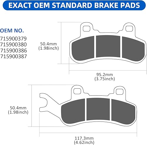 Miniatura 4 de Pastillas de Freno Delanteras y Traseras Sinterizadas para Can Am Maverick X3 Sport/Trail 800/1000 2017-2021 Defender 6x6/Max/Pro