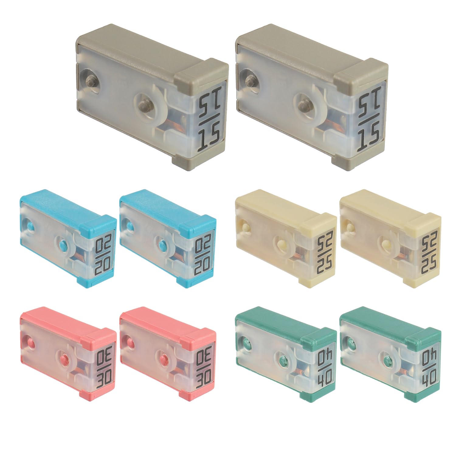 15A 20A 25A 30A 40A 32V Mini Automotive MCASE Shaped Cartridge Fuse Kit(Pack of 10pcs,MixA)