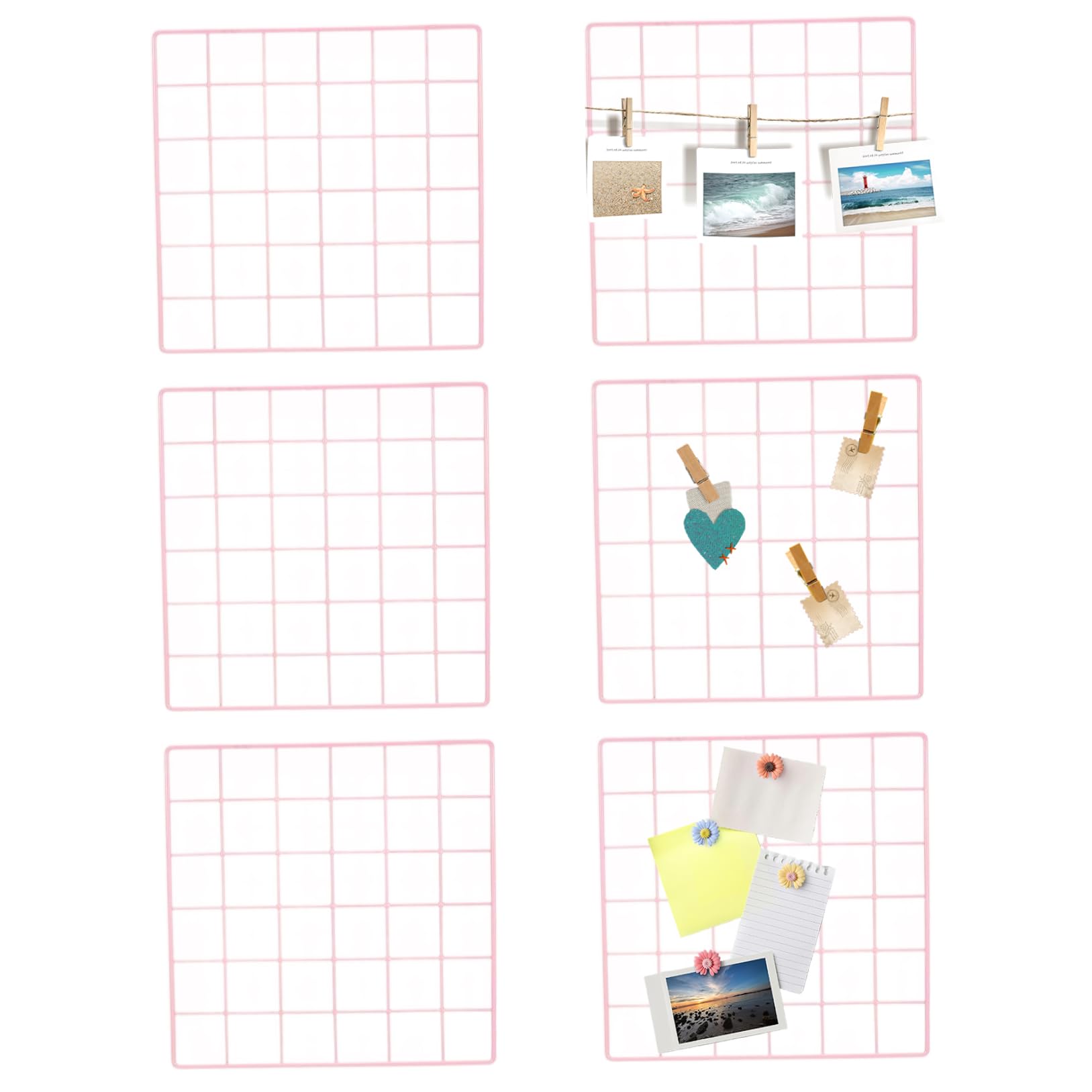 CAKEEYUM Grid Wall Panels 6Pcs 14x14in Iron Wire Wall Grid Panel Secure Easy to Hang Picture Display for DIY Craft Home Panel, Display, Wire, Photo