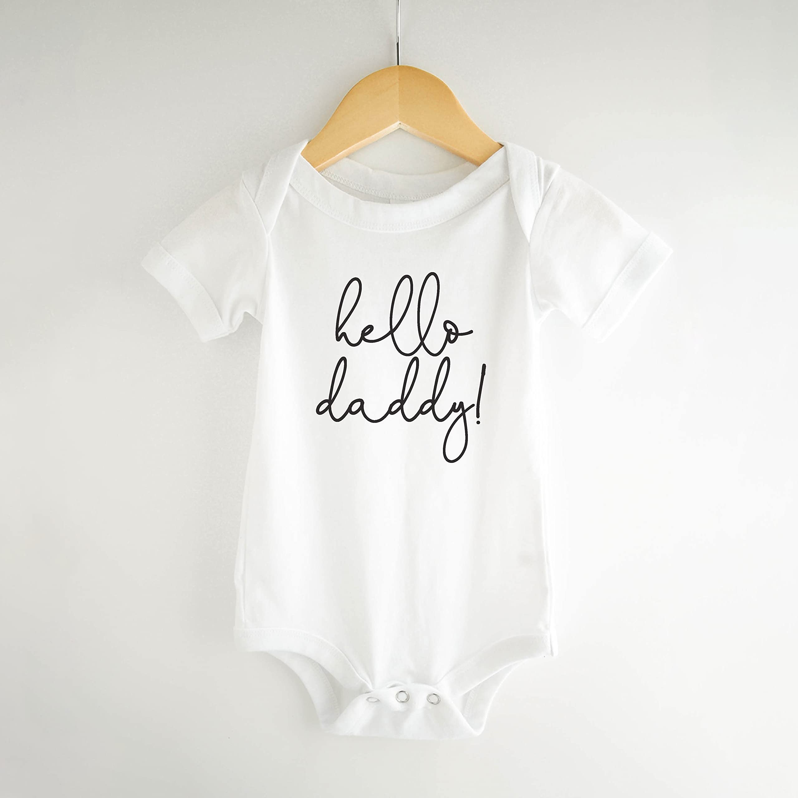 Bump and Beyond Designs Baby-Boys Hello Daddy Pregnancy Announcement Leotard to Husband White, 0-3 Months