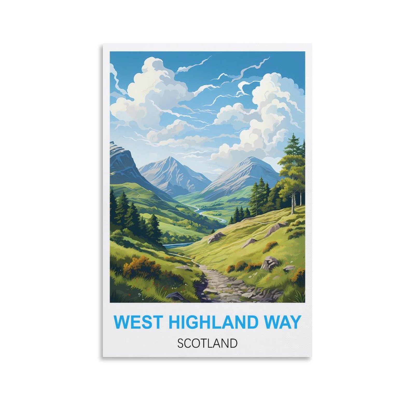 JYICUNCHO West Highland Way Scotland Vintage Travel Posters 20x30inch(50x75cm) Canvas Prints Wall Art Paintings Pictures for Living Room Bedroom Wall Decor